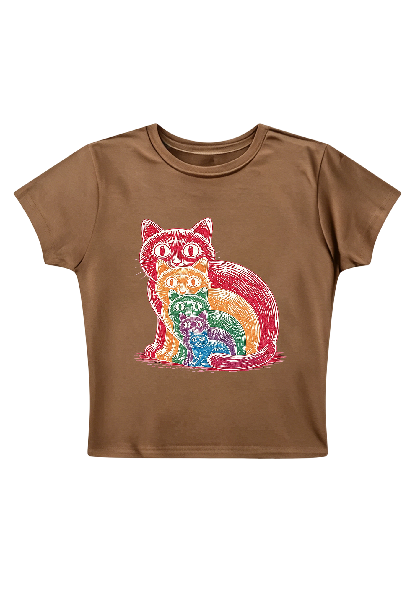 Rainbow Cat Y2K Baby Tee