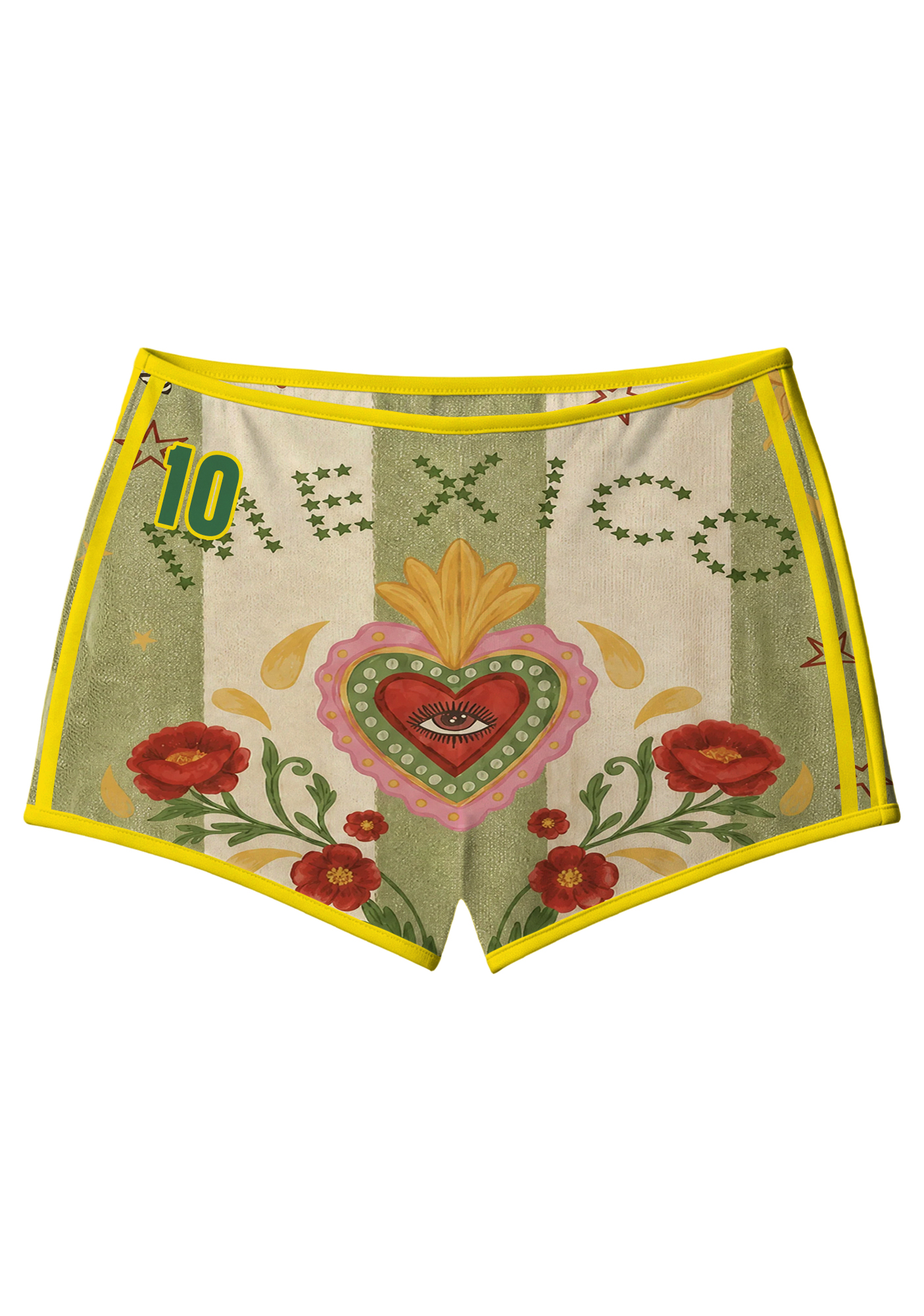 Mexico Sacred Heart Floral Print Sport Shorts
