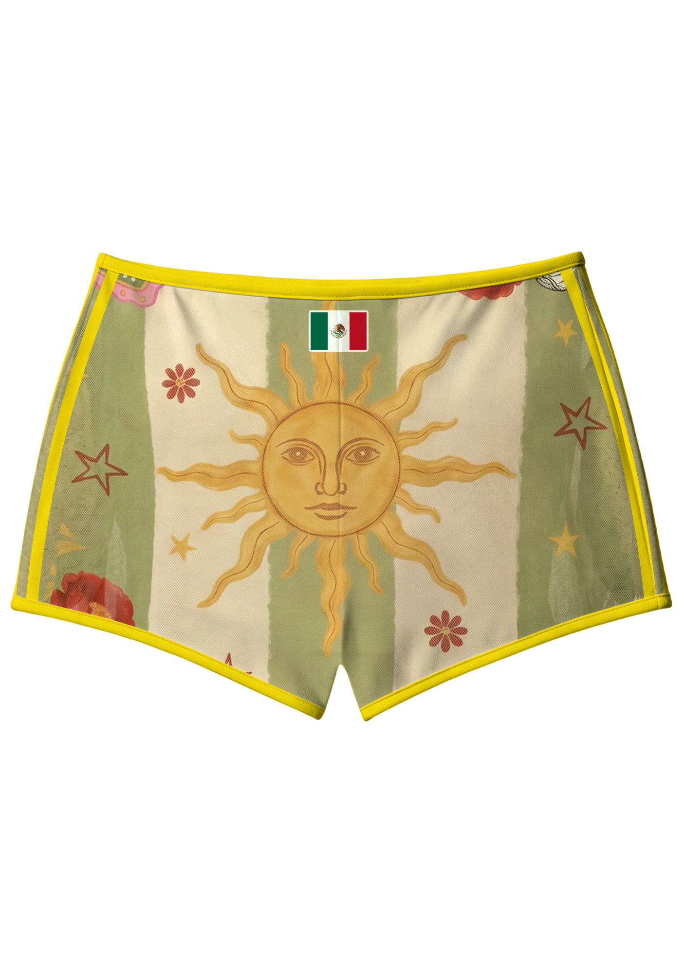 Mexico Sacred Heart Floral Print Sport Shorts