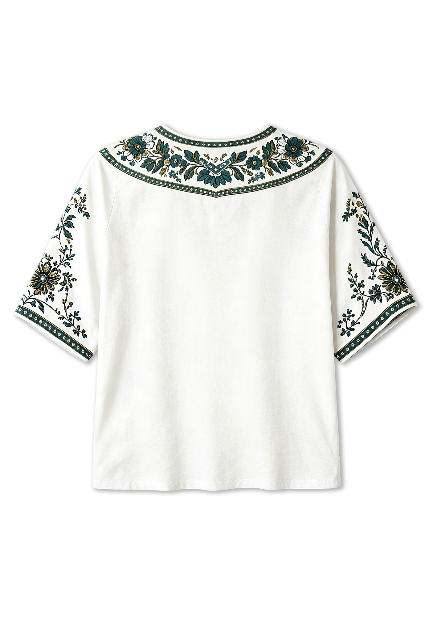 Boho Teal Floral Jacksonville Jaguars V-Neck Blouse