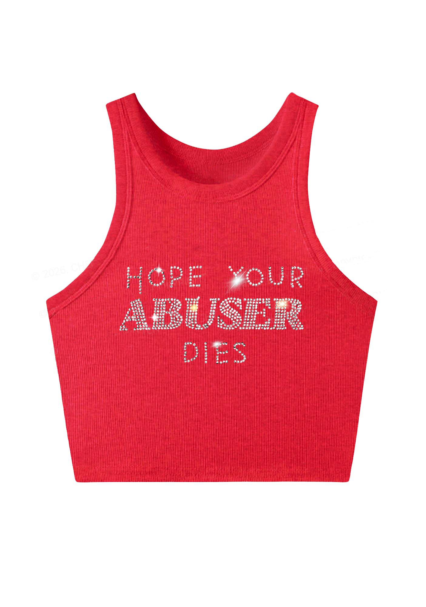Hope Your Abuser Dies Y2K Crop Tank Top