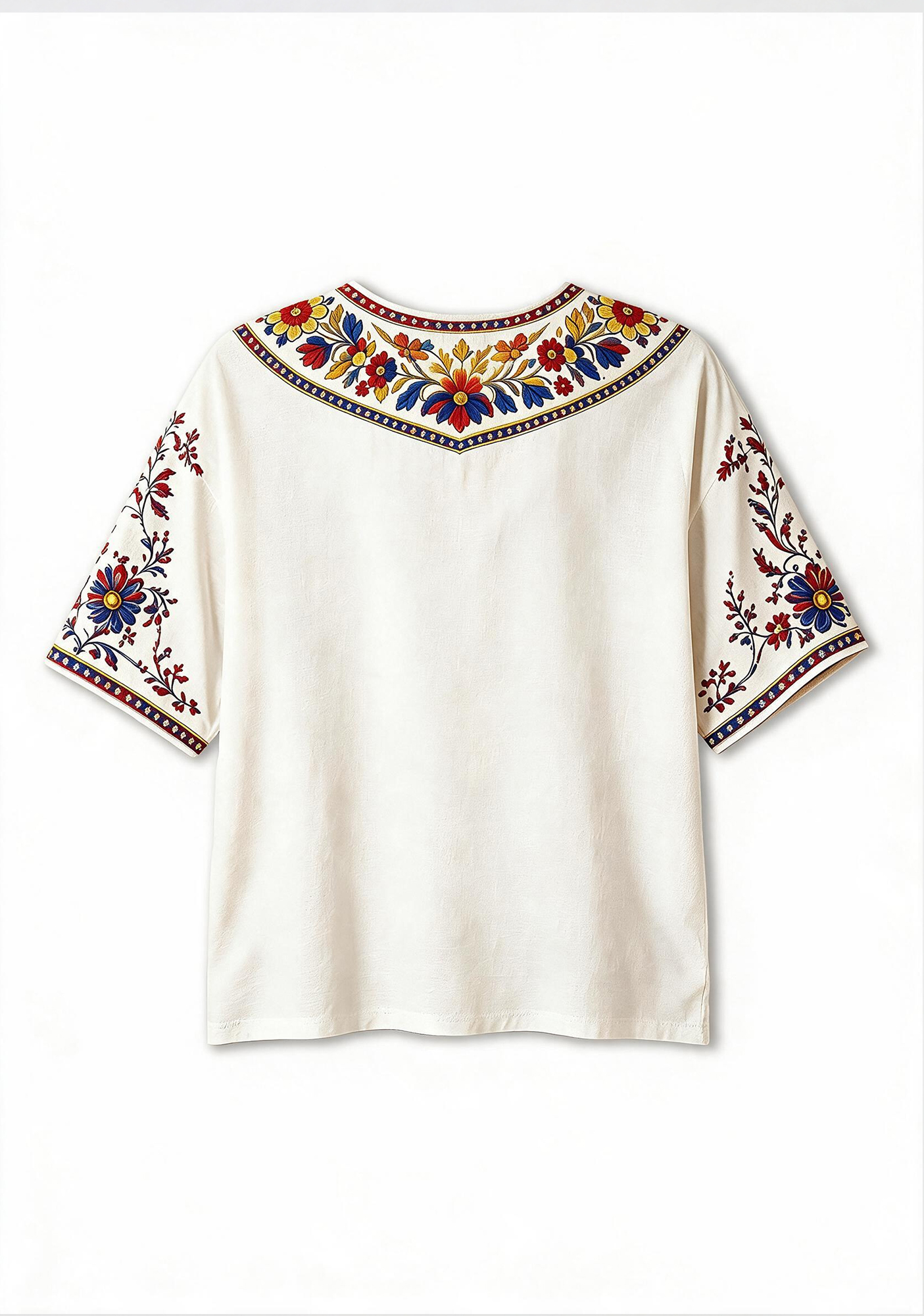 Venezuela Bohemian Ethnic Floral V-Neck Blouse