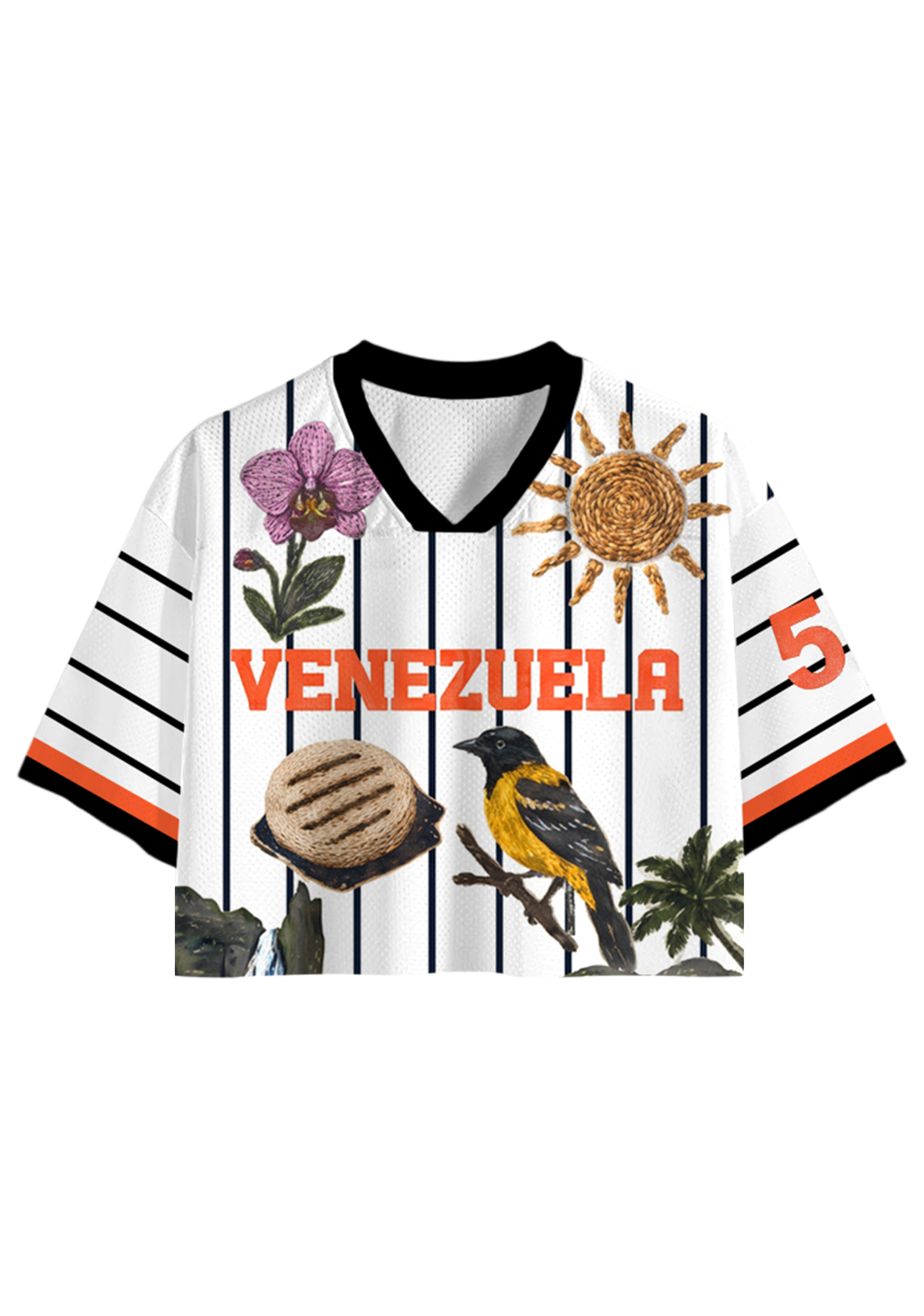 Venezuela Cultural Element Striped Cropped Jersey Shirt