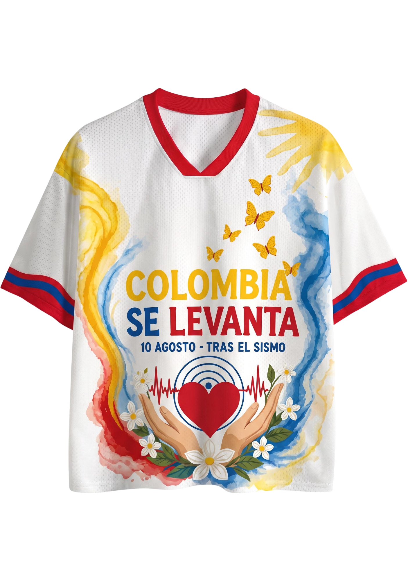 10 Agosto Sismo Memorial Butterfly Heart Mesh Jersey Shirt