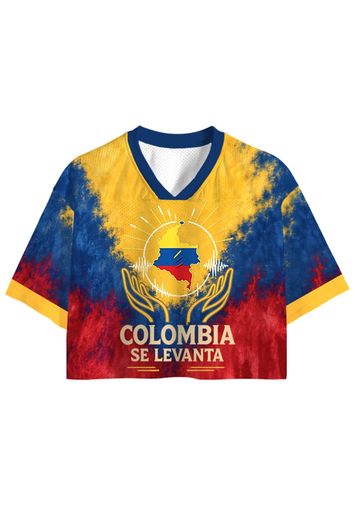 Colombia Se Levanta Tie‑Dye Cropped Jersey Shirt