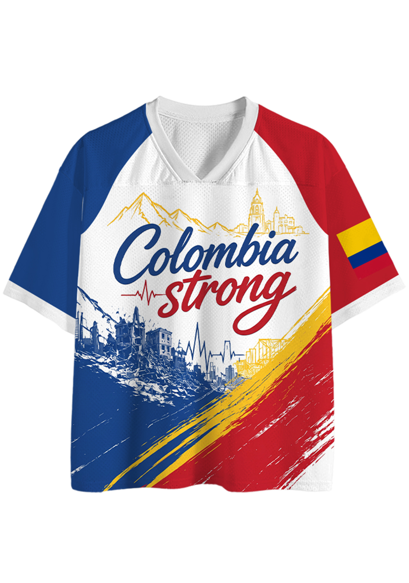 Colombia Strong Mountain City Ruins Heartbeat Mesh Jersey Shirt
