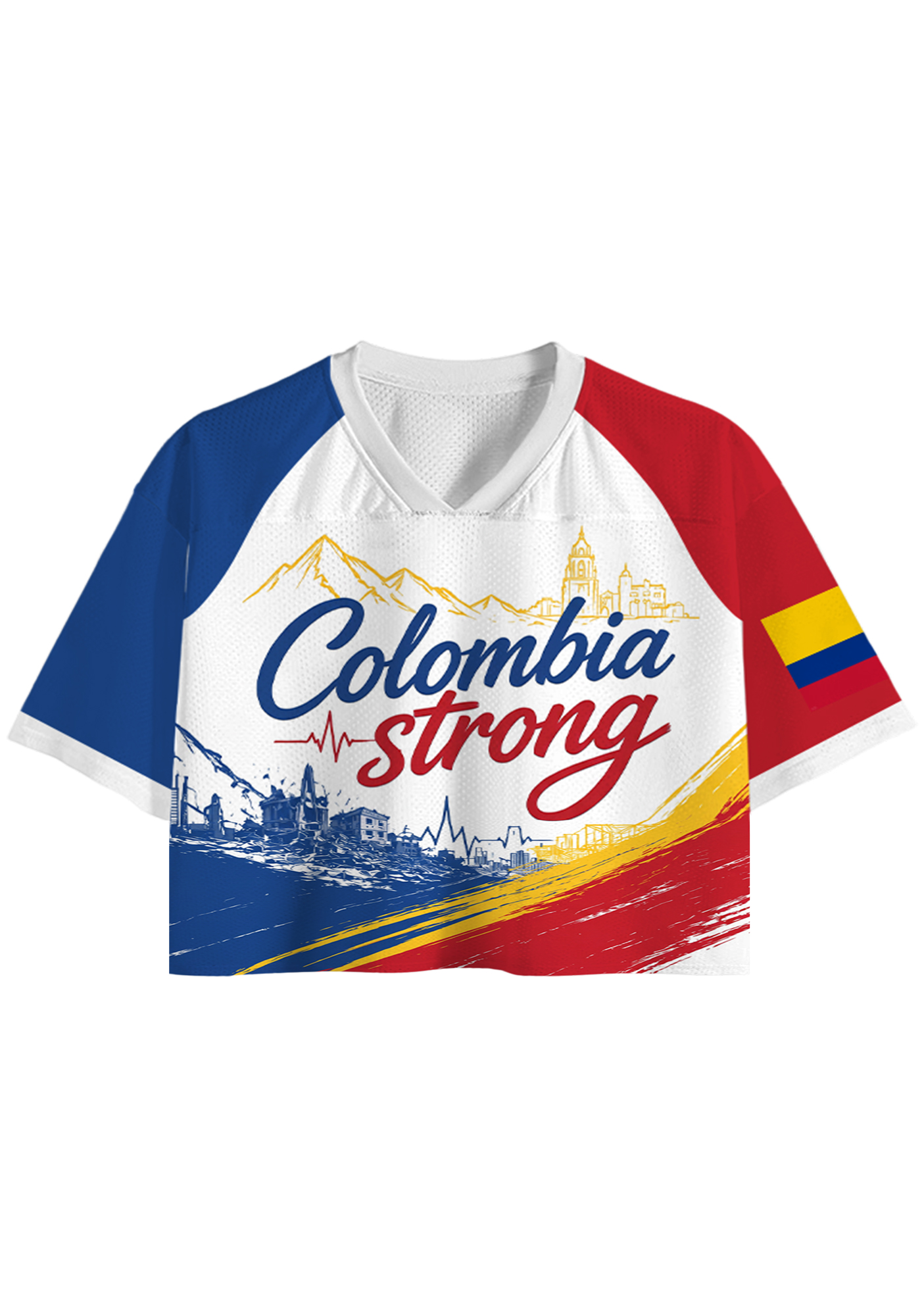 Colombia Strong Mountain City Ruins Heartbeat Cropped Jersey Shirt