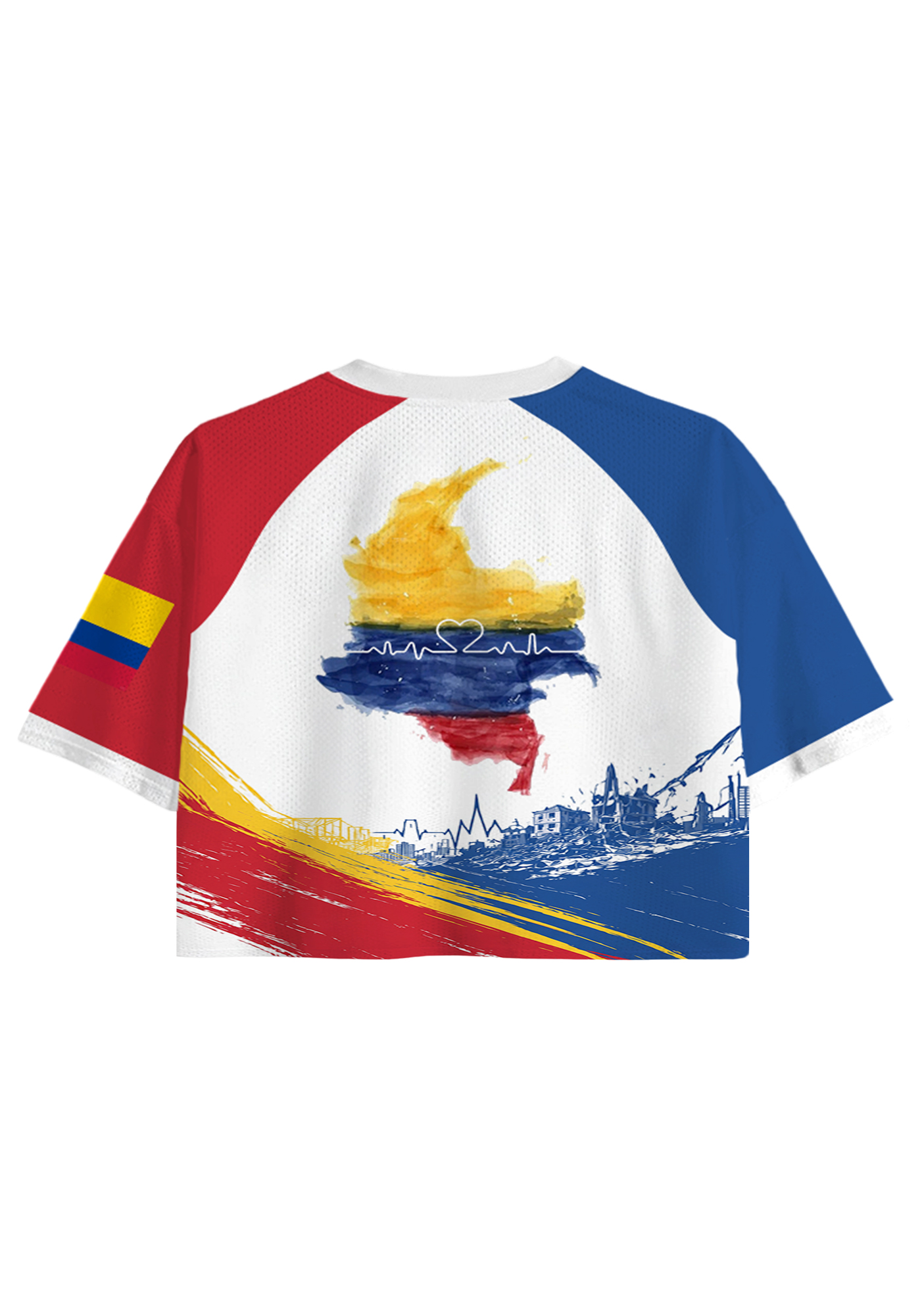 Colombia Strong Mountain City Ruins Heartbeat Cropped Jersey Shirt