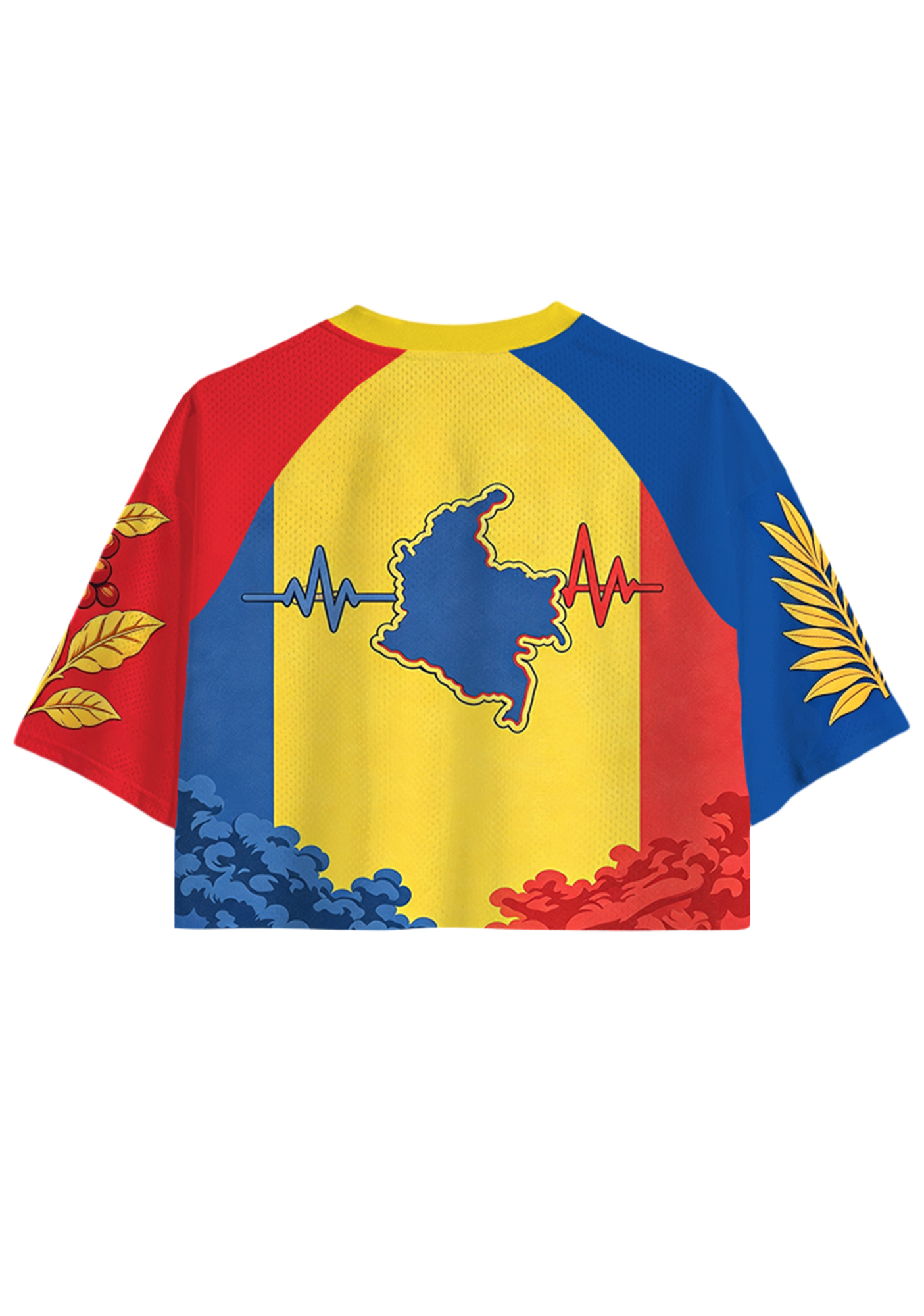 Pray For Colombia Tropical Floral Map Cropped Jersey Shirt