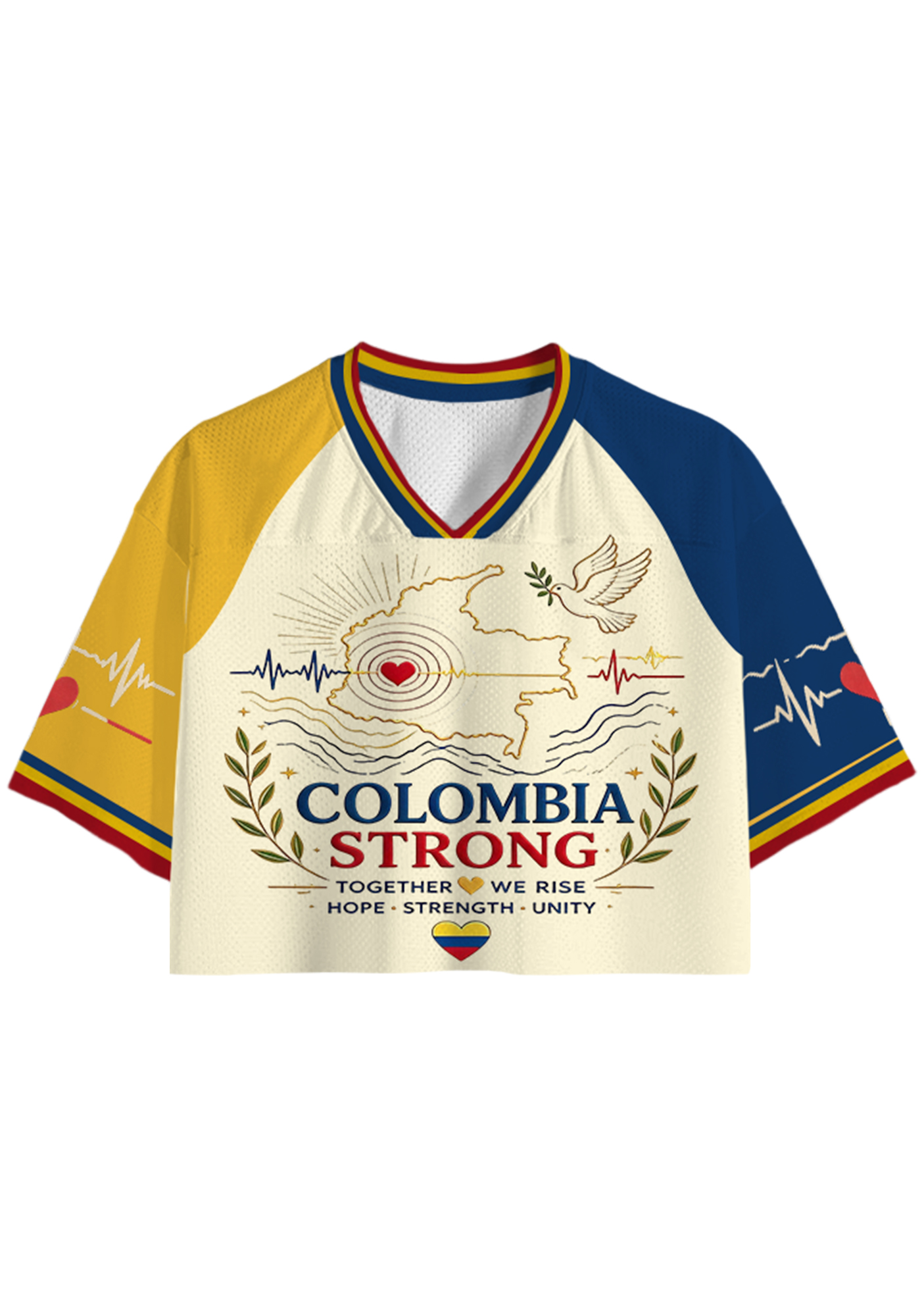 Colombia Strong Peace Dove Tribute Cropped Jersey Shirt