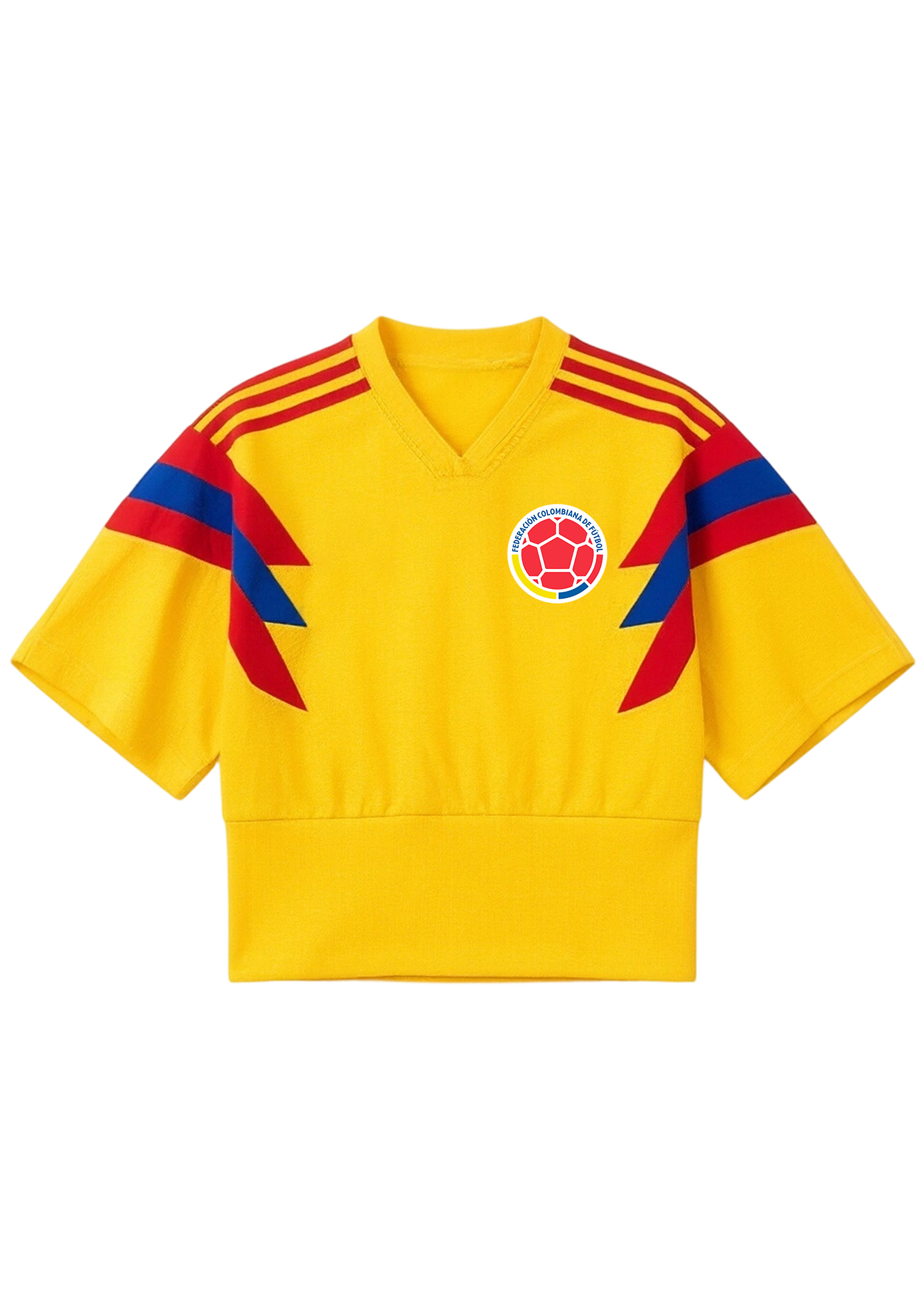 Yellow Colombia V-Neck Cropped Sporty Jersey