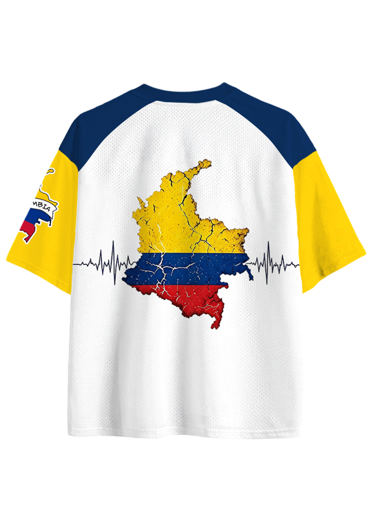 Colombia Strong Cracked National Map Heartbeat Mesh Jersey Shirt