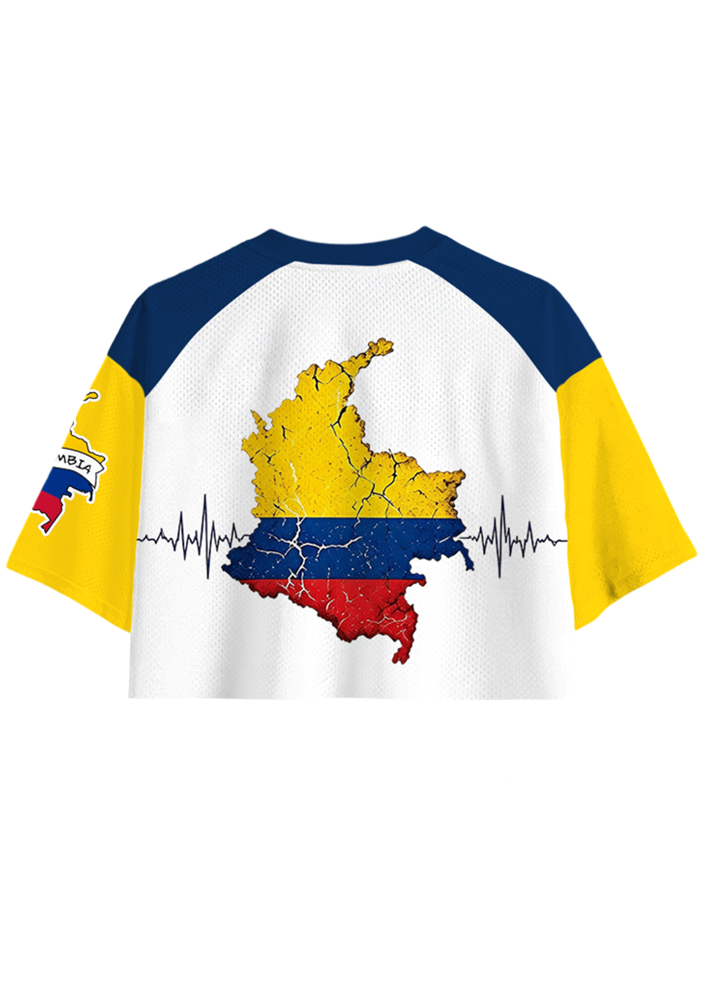 Colombia Strong Cracked National Map Heartbeat Cropped Jersey Shirt