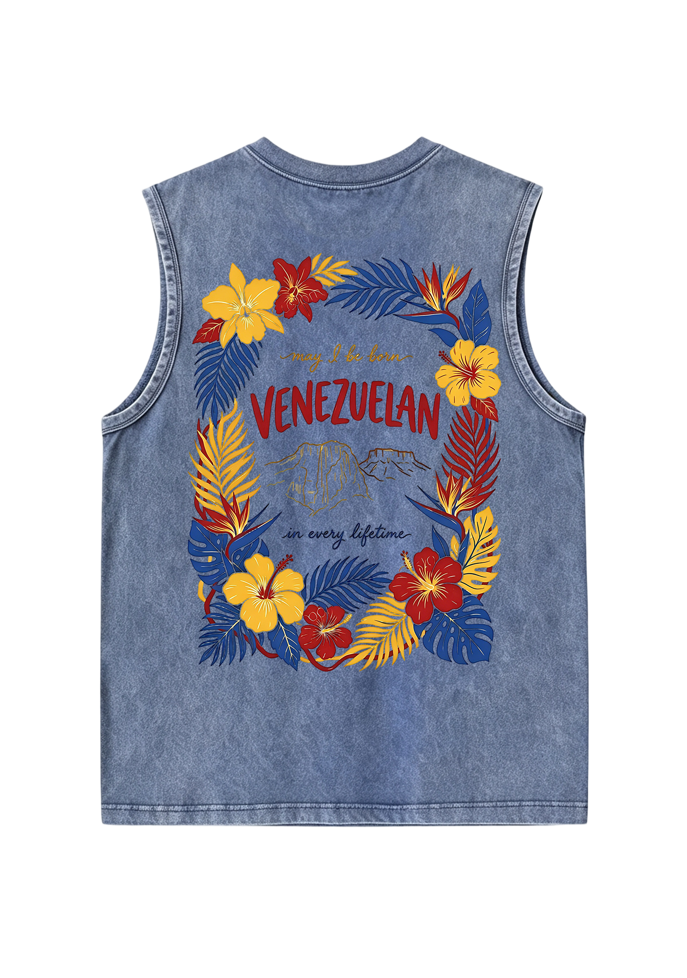 Venezuelan Tropical Hibiscus Wreath Mountain Washed Tank