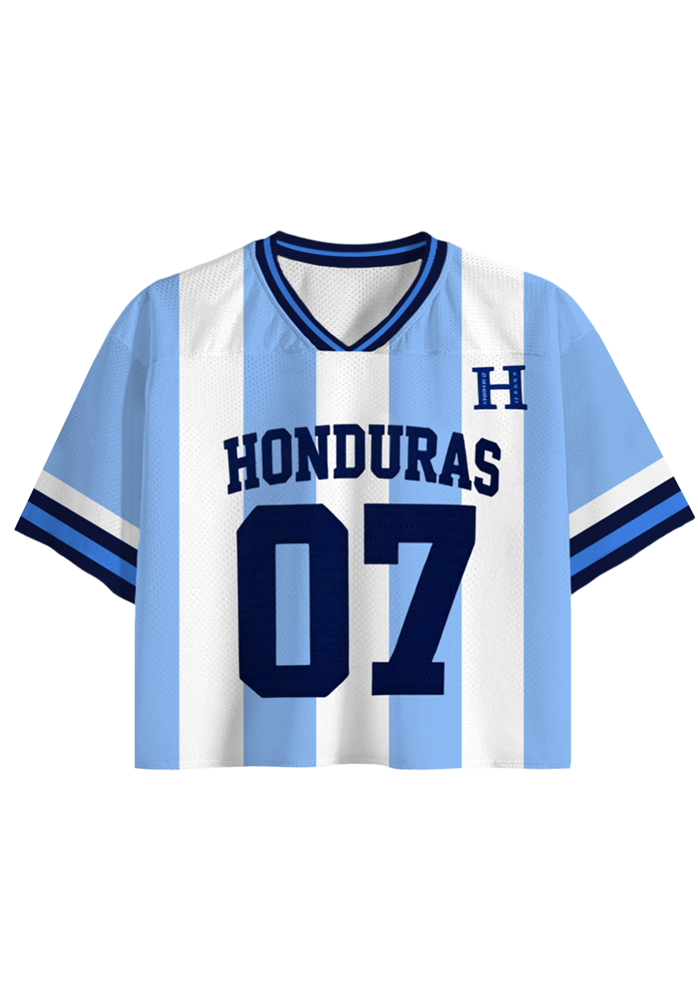 Honduras #07 Striped Cropped Mesh Jersey Shirt