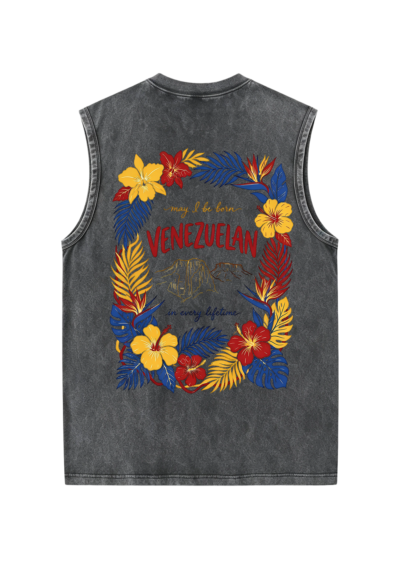 Venezuelan Tropical Hibiscus Wreath Mountain Washed Tank