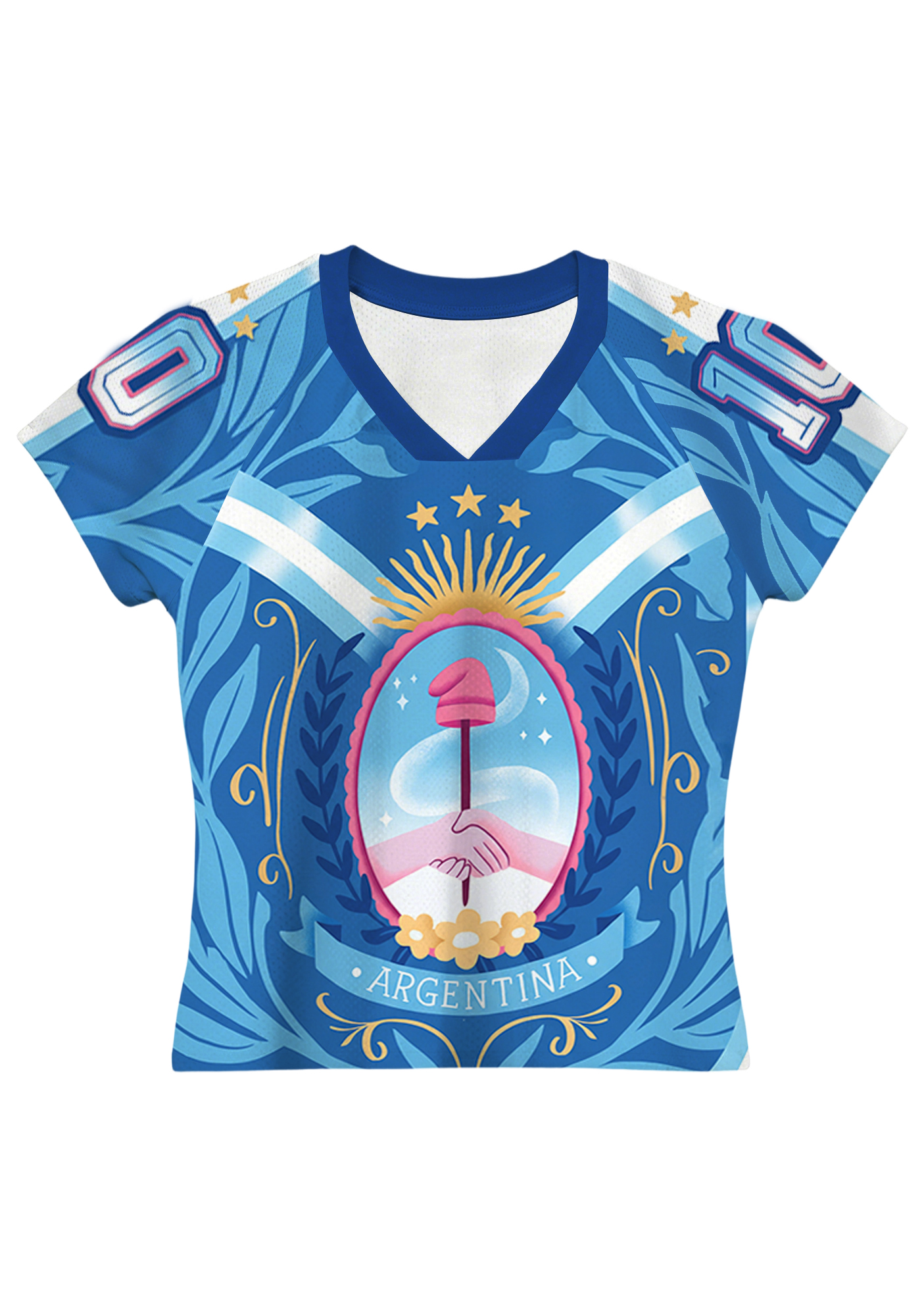 Argentina Coat of Arms Blue Botanical Baby Tee