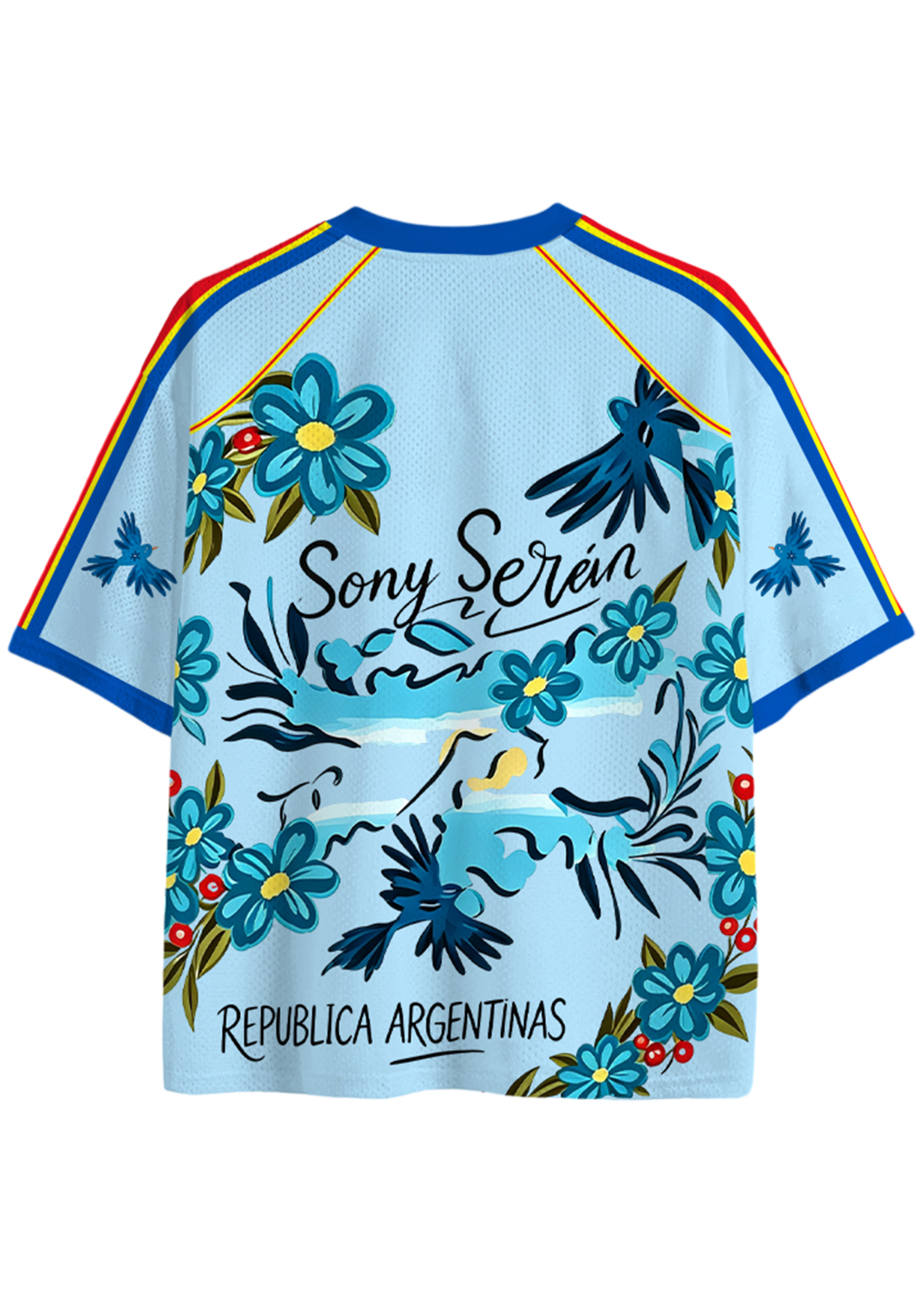 Argentina Sun Bird Tropical Floral  Mesh Jersey Shirt
