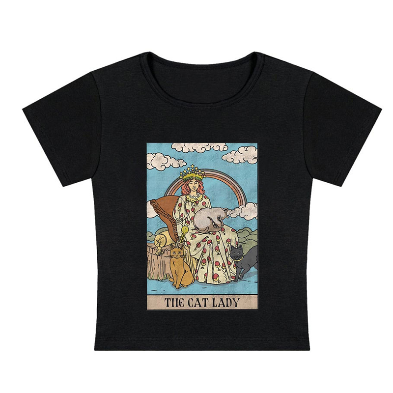 The Cat Lady Y2K Baby Tee