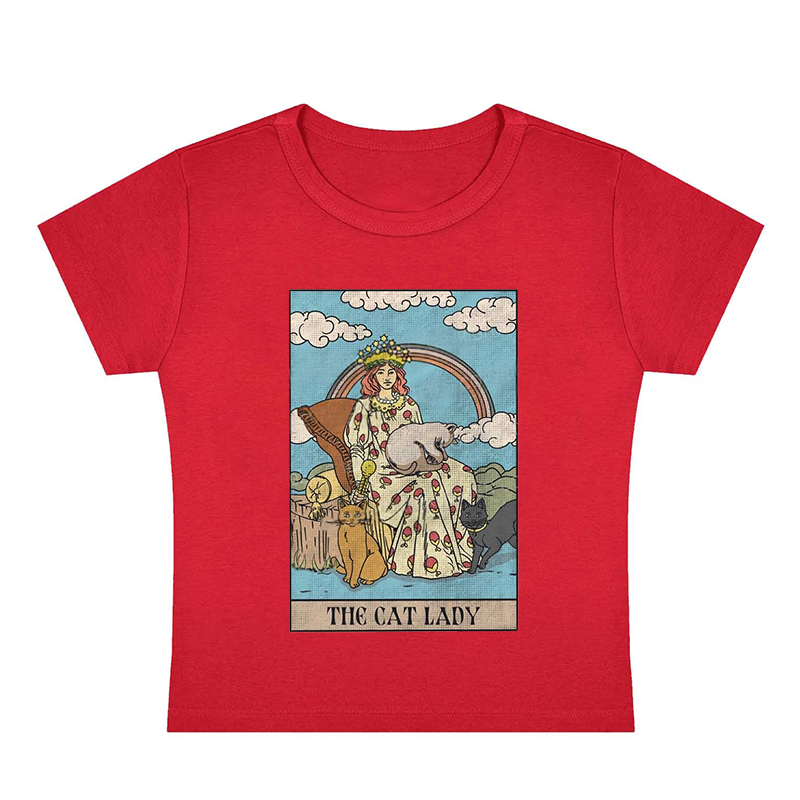 The Cat Lady Y2K Baby Tee