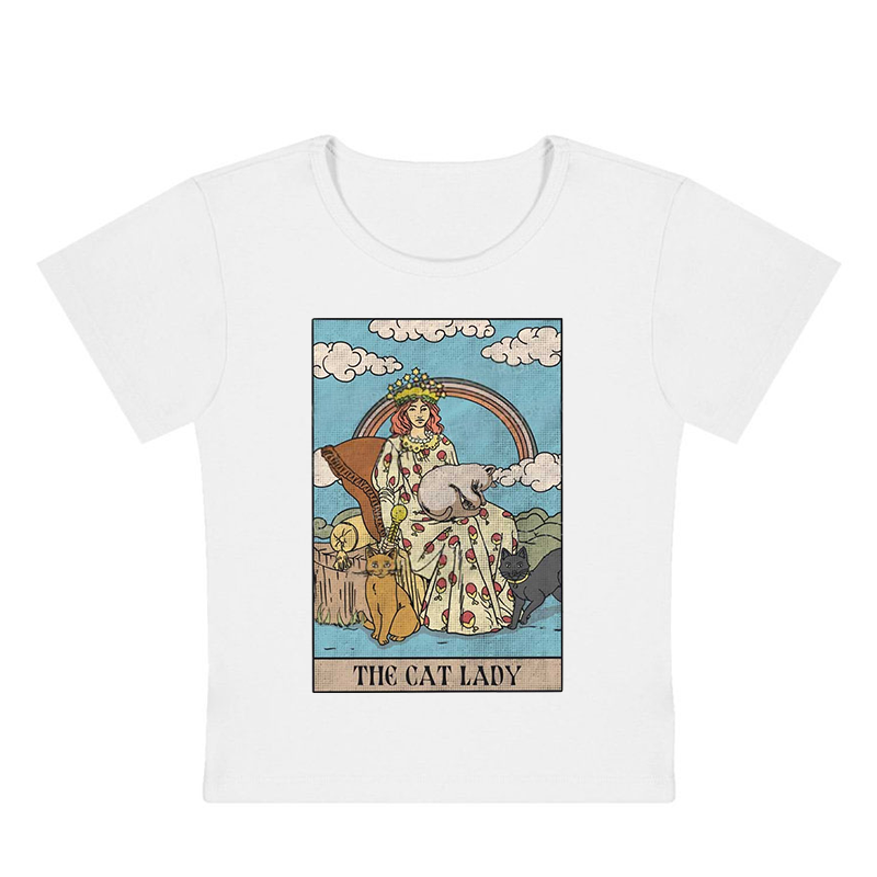 The Cat Lady Y2K Baby Tee