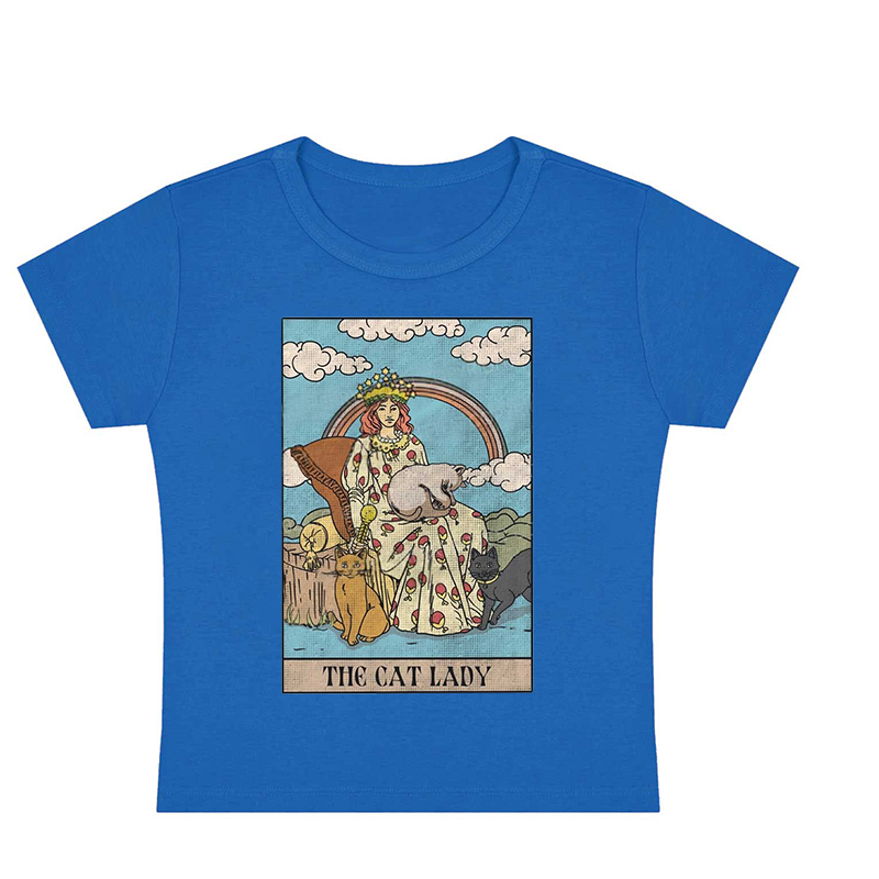 The Cat Lady Y2K Baby Tee