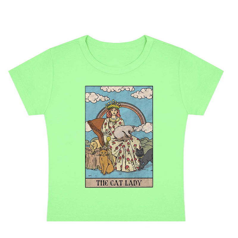 The Cat Lady Y2K Baby Tee