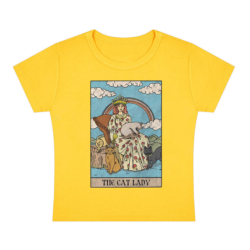The Cat Lady Y2K Baby Tee