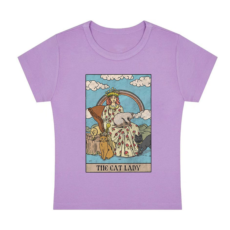 The Cat Lady Y2K Baby Tee