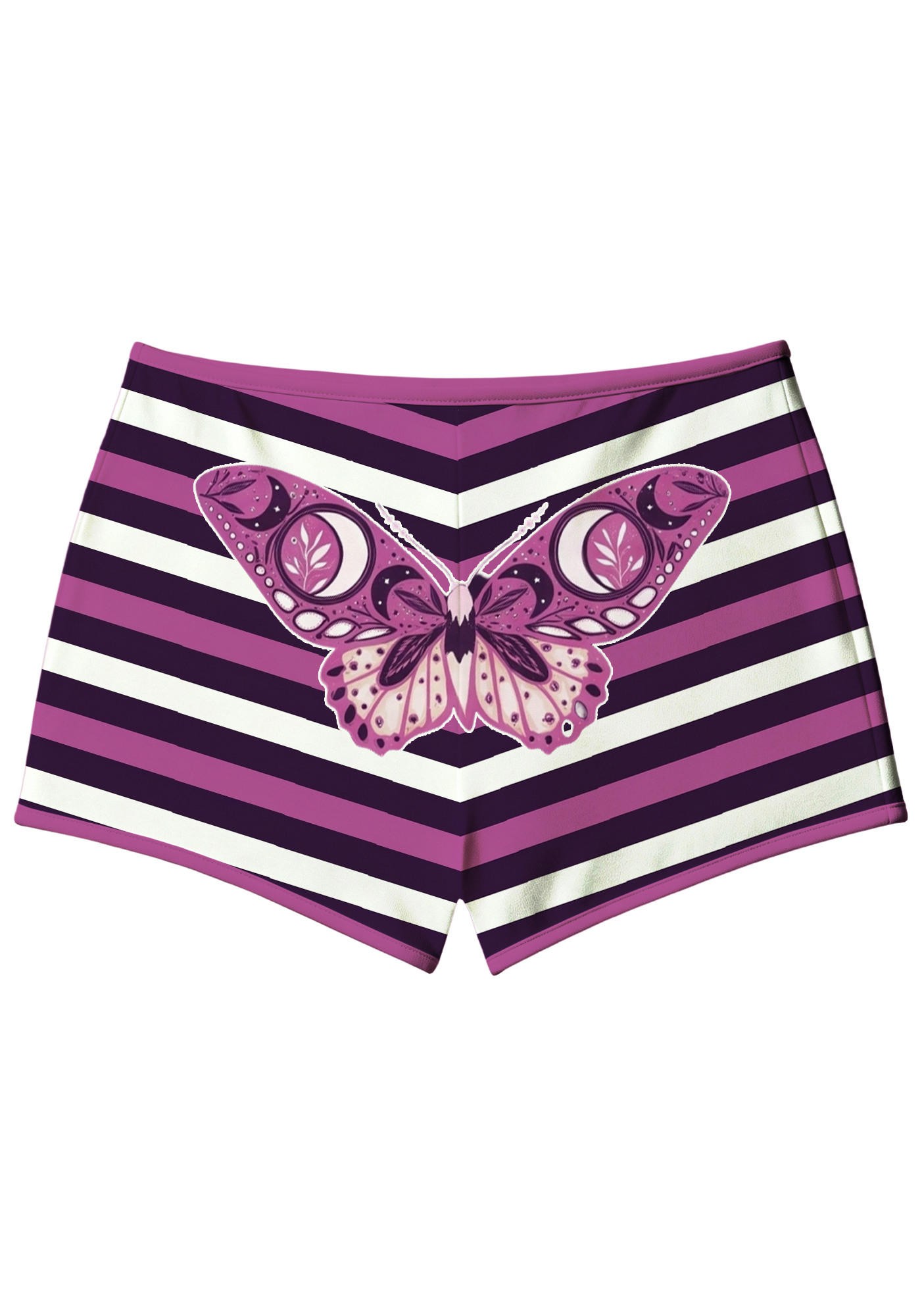Celestial Moon Butterfly Print Booty Shorts