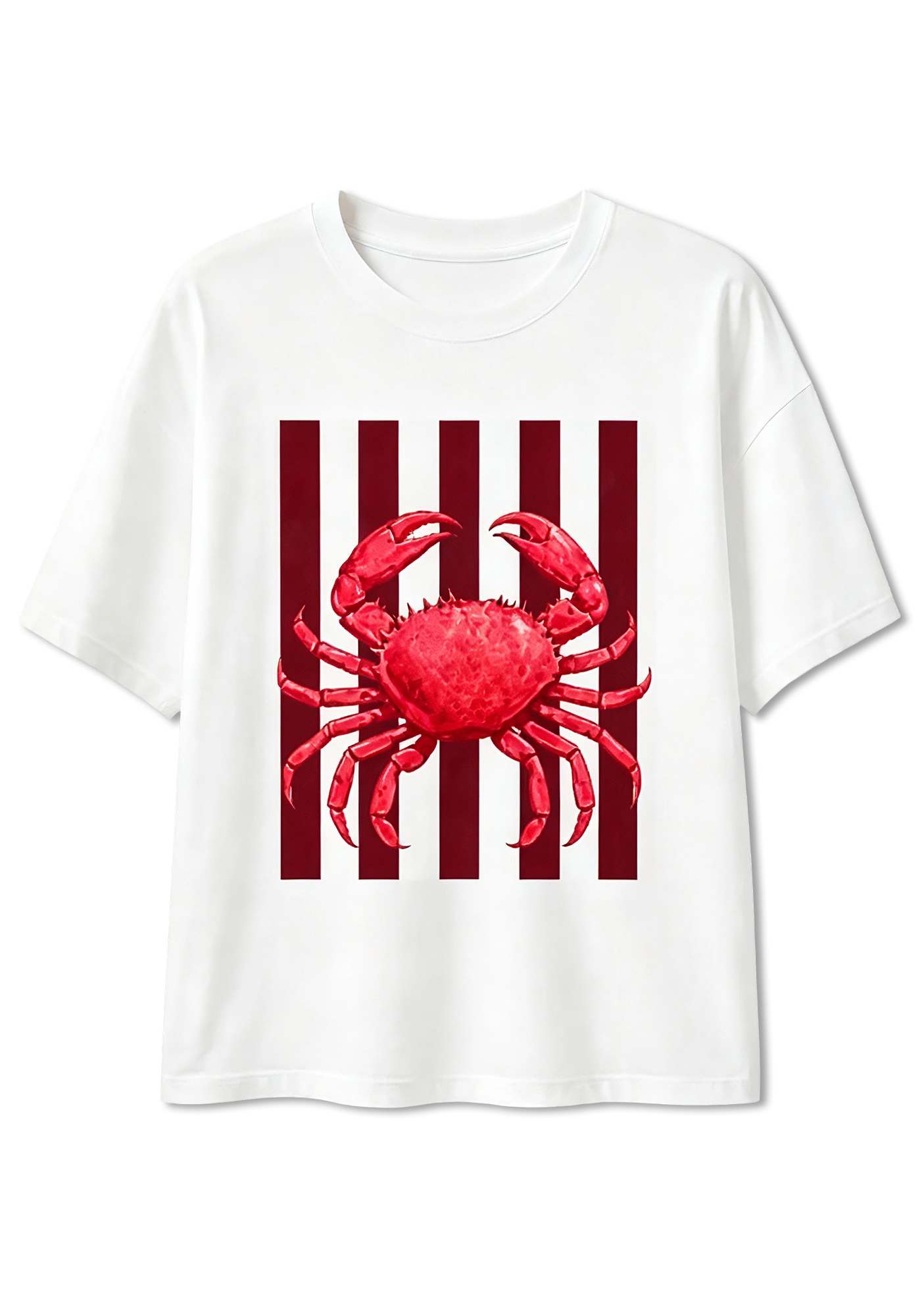 Coastal Nautical Red Crab Graphic T-Shirt