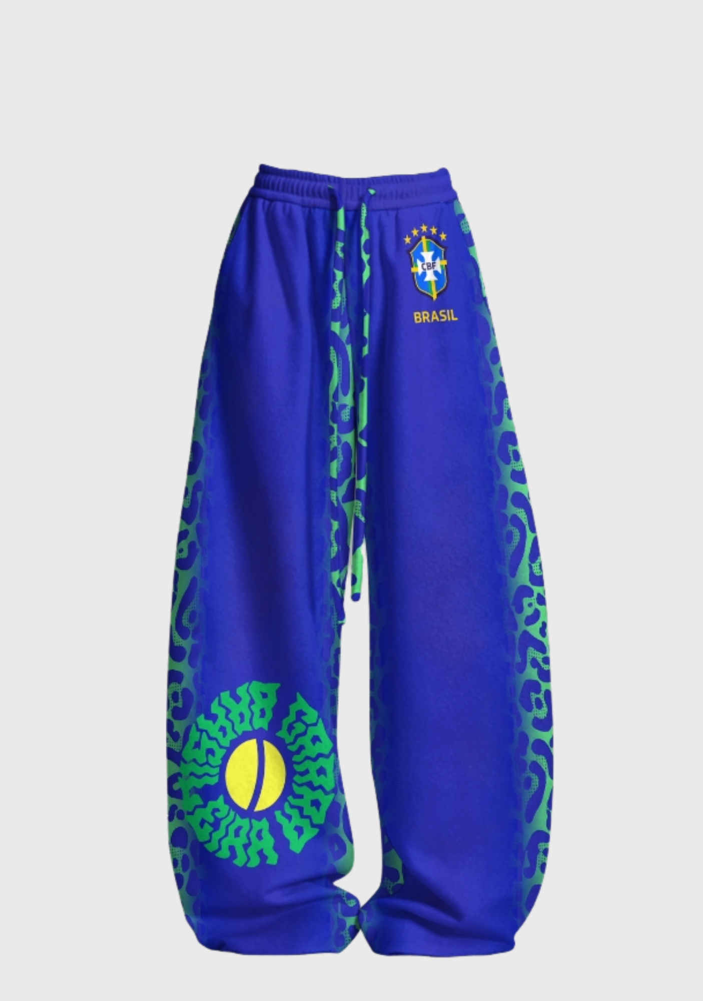 Brasil National Soccer Flag Graphic Tops & Elasticated Trousers Two-Piece Set
