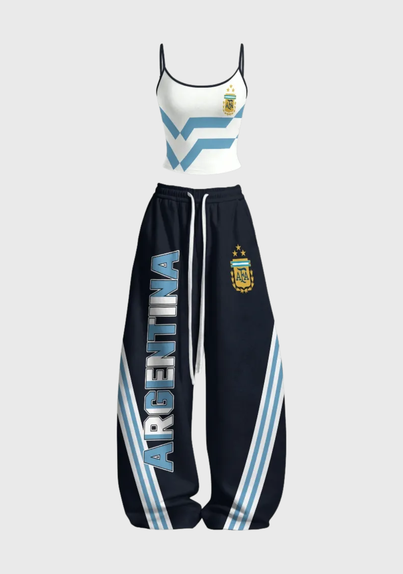 Argentina National Football Team Tops & Elasticated Trousers Two-Piece Set