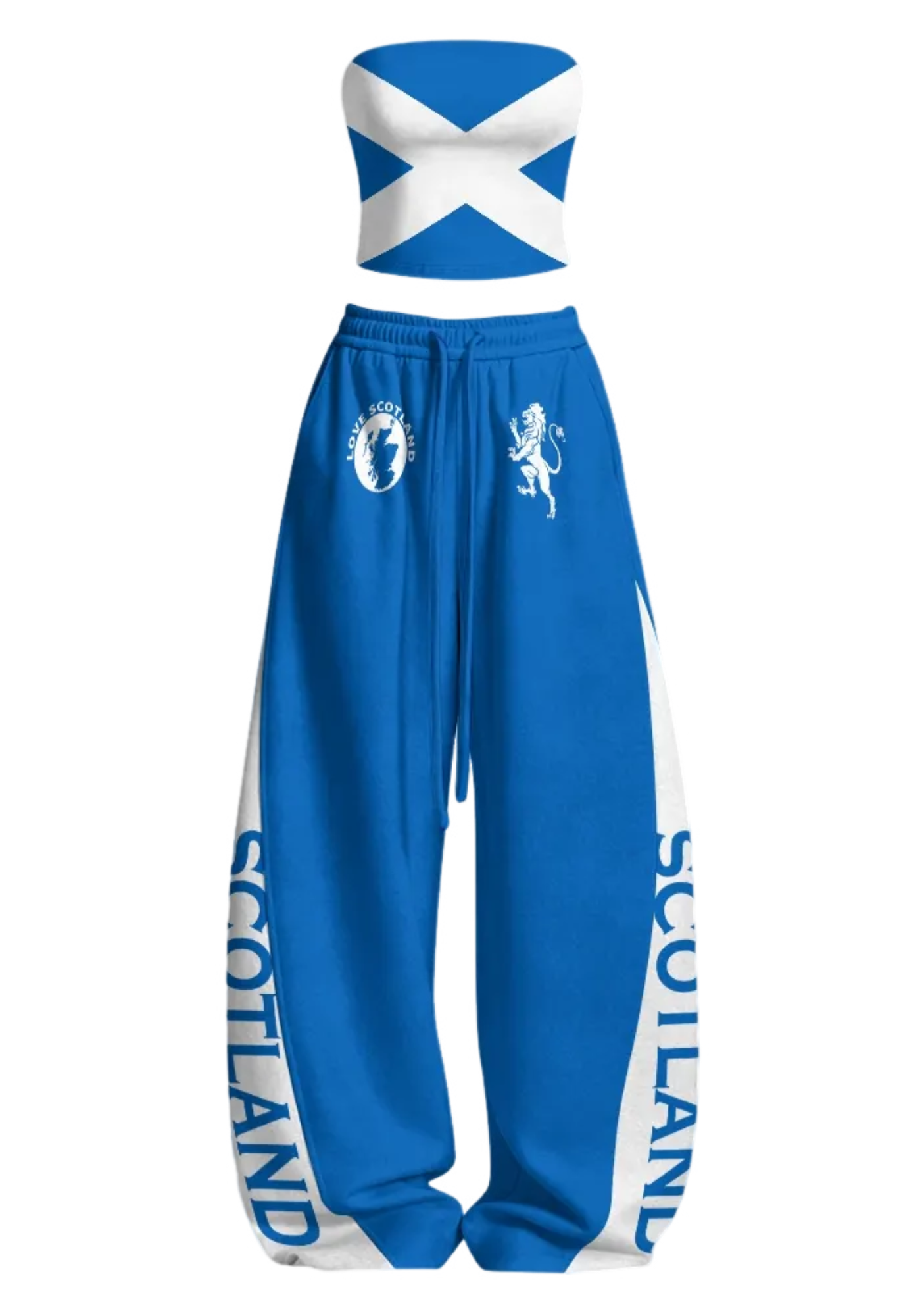 Scotland Saltire Flag Rampant Lion Tops & Elasticated Trousers Two-Piece Set