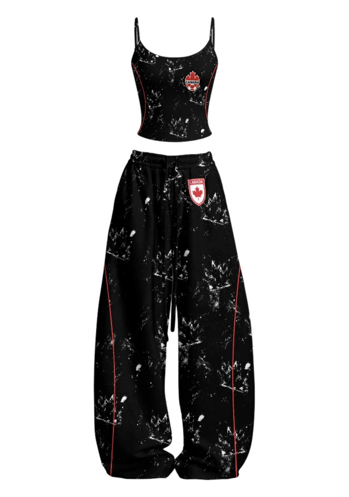 Canada Maple Leaf Splash Tops & Elasticated Trousers Two-Piece Set