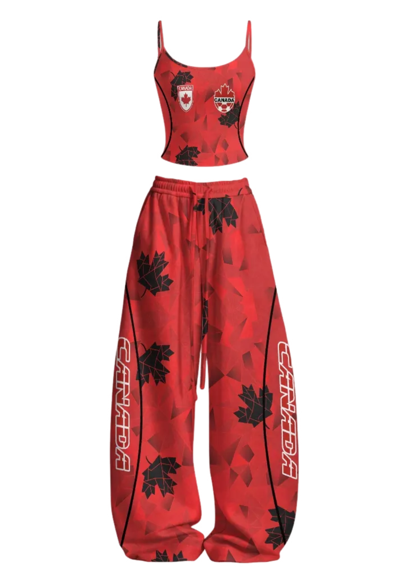 Canada Maple Leaf Tops & Elasticated Trousers Two-Piece Set