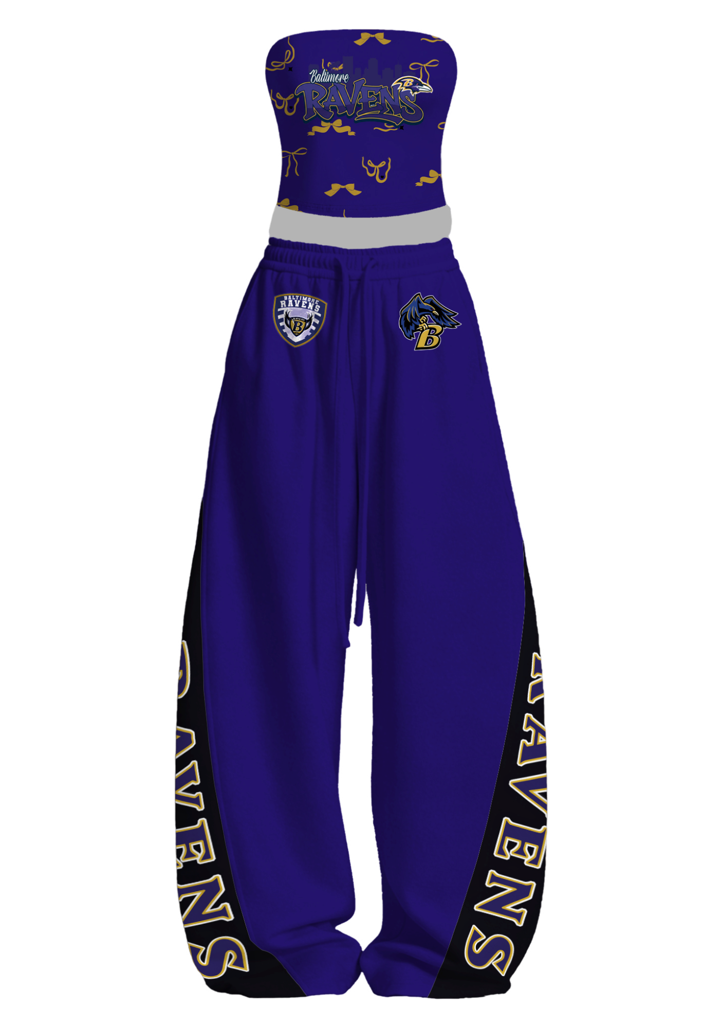Baltimore Ravens Bow Tops & Elasticated Trousers Two-Piece Set