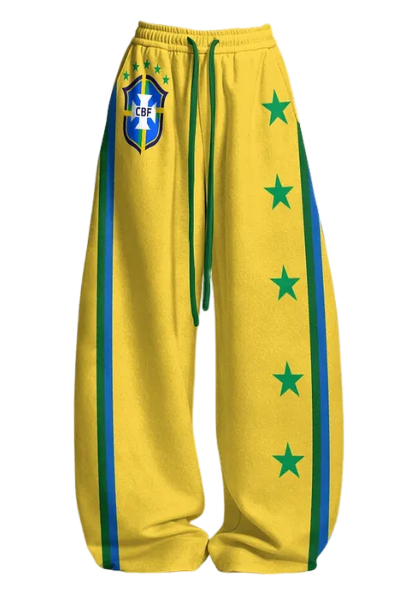 Yellow Brazil National Team Soccer Tops & Elasticated Trousers Two-Piece Set