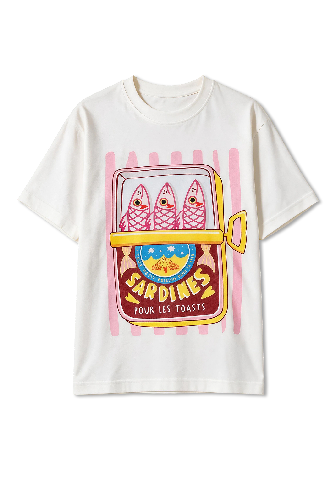 French Retro Canned Sardines Art Statement Graphic T-Shirt