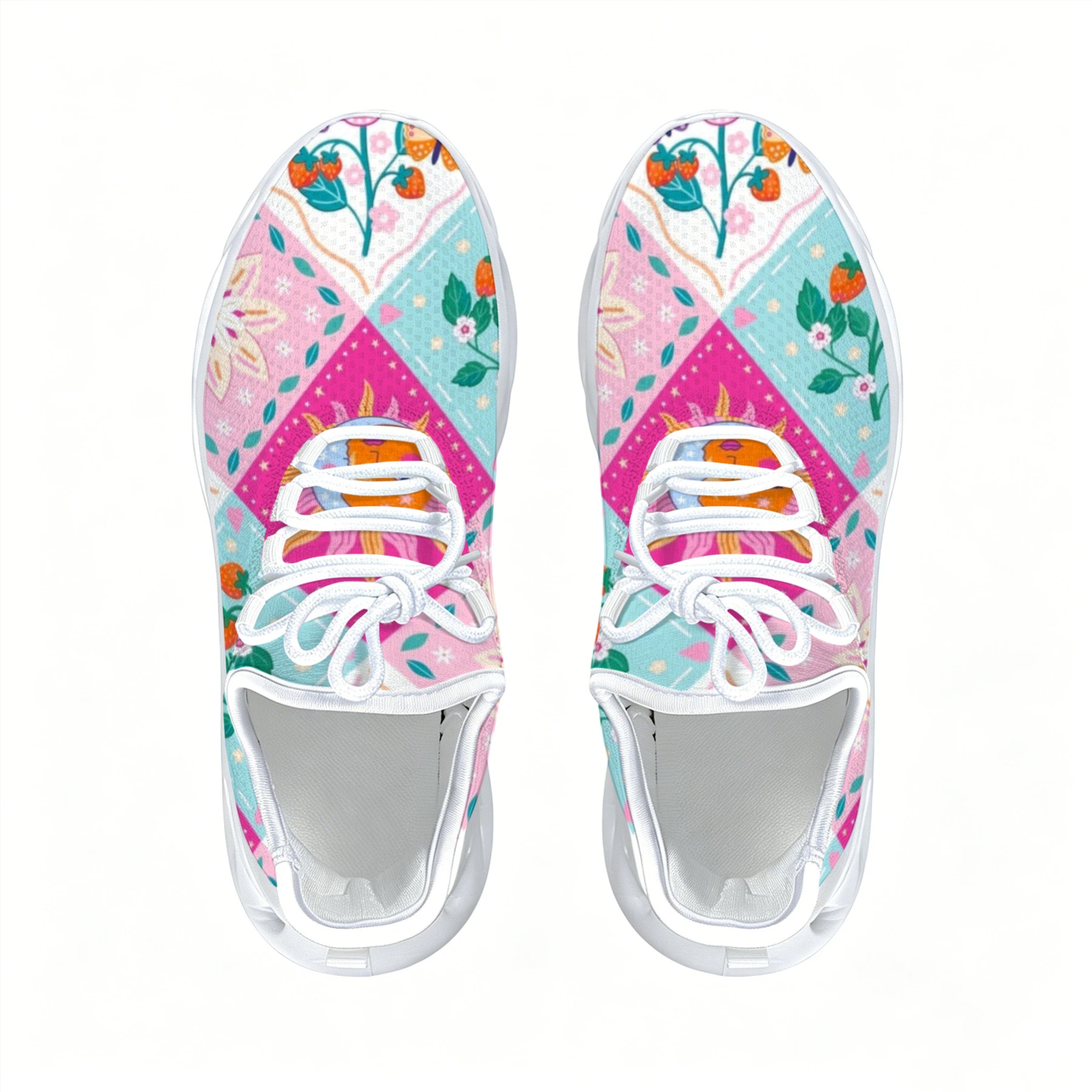 Strawberry Sun Patchwork Full Print Mesh Sneakers