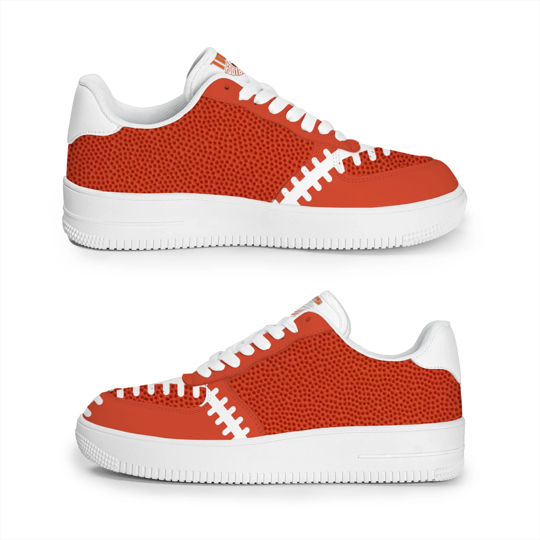 Orange Football Stitch Graphic Low Top Sneakers