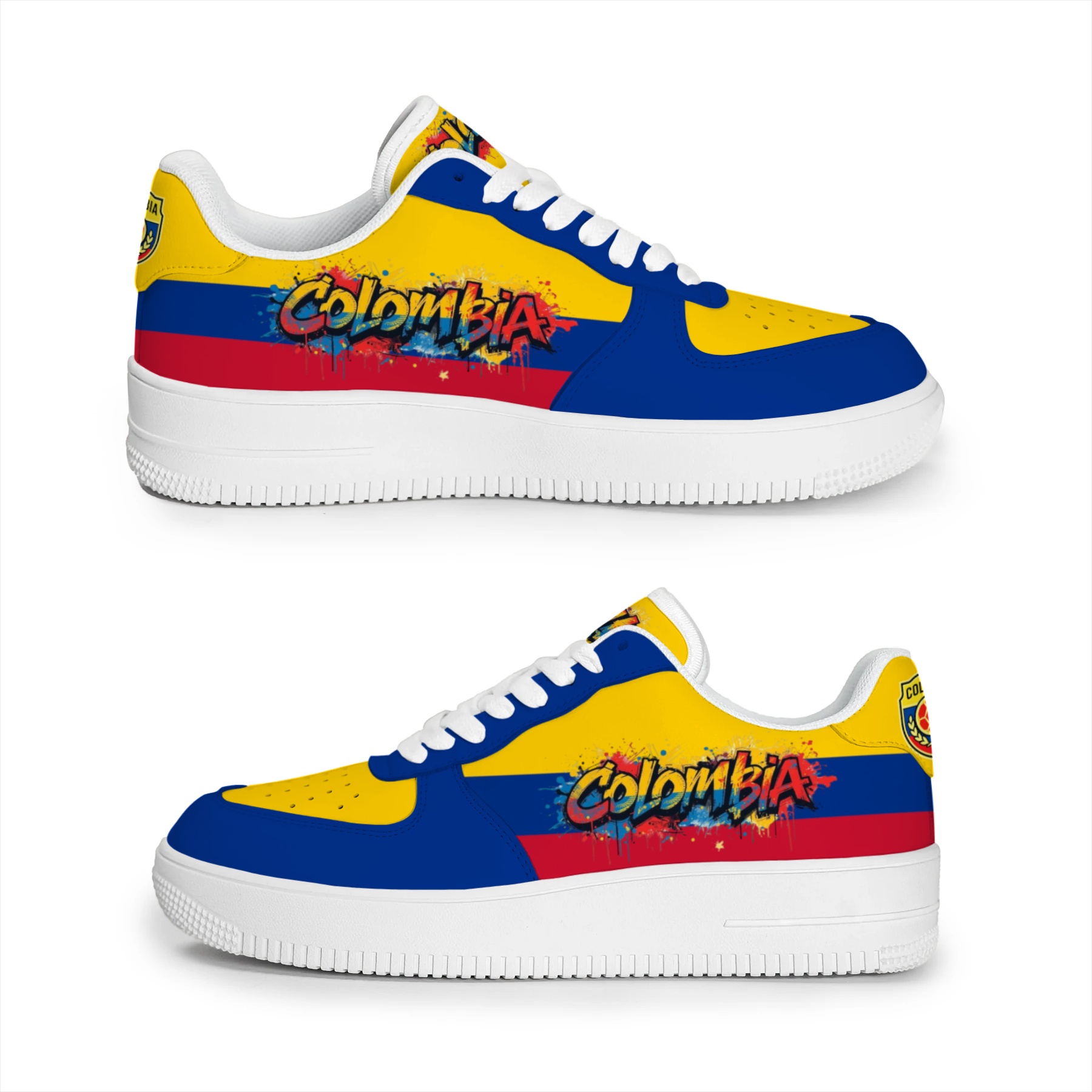Colombia Graffiti Letter Flag Color Low Top Sneakers