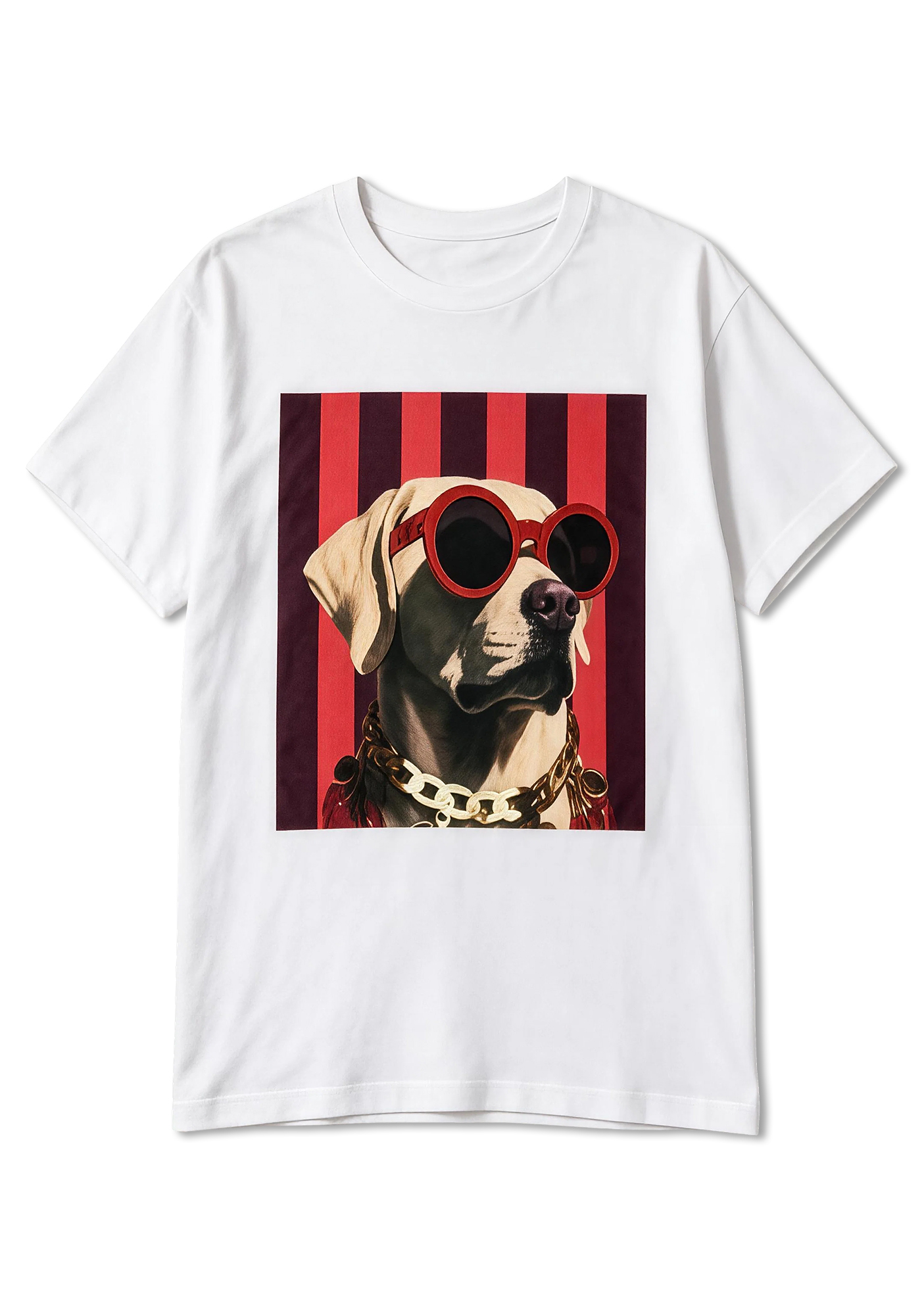 Hip Luxury Labrador with Red Sunglasses Graphic T-Shirt