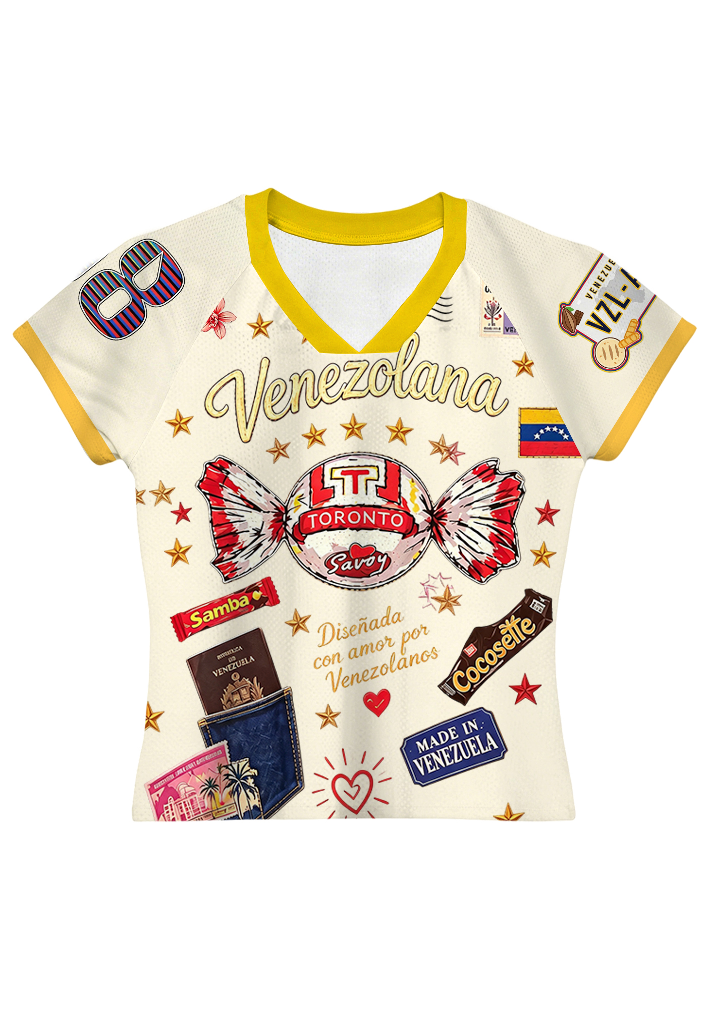 Venezolana Retro Candy Culture Print Baby Tee