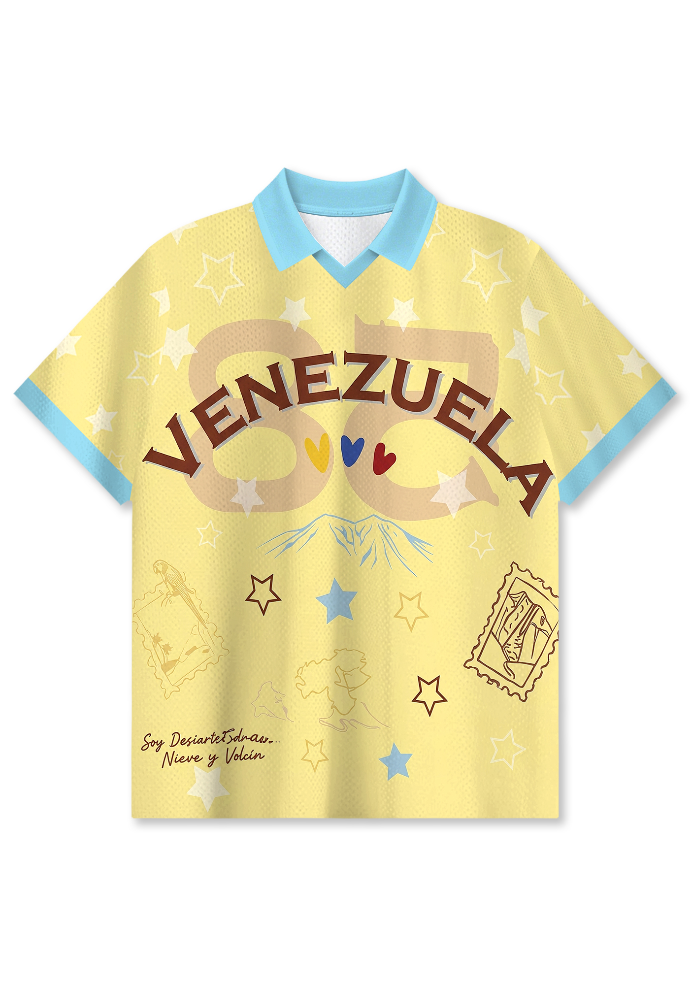 Venezuela Travel Stamp Star Graphic Collared Jersey Shirt