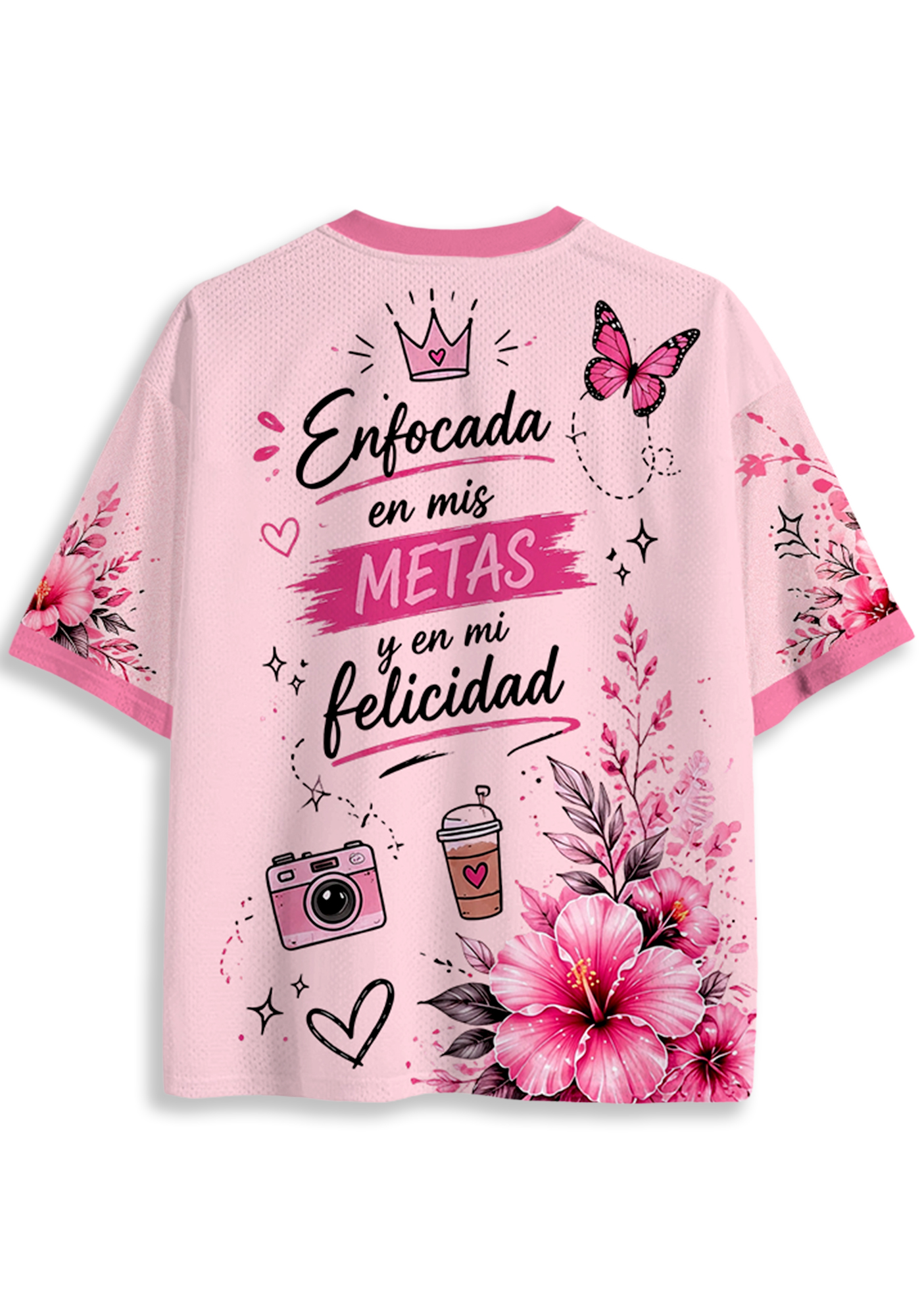 Venezuela Pink Floral Butterfly Mesh Jersey Shirt