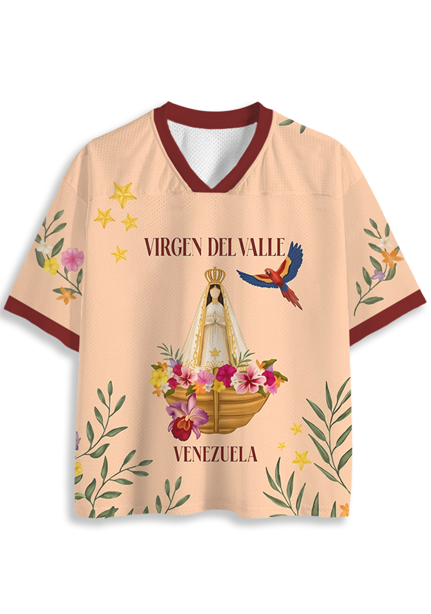 Peach Virgen Del Valle Venezuela Mesh Jersey Shirt