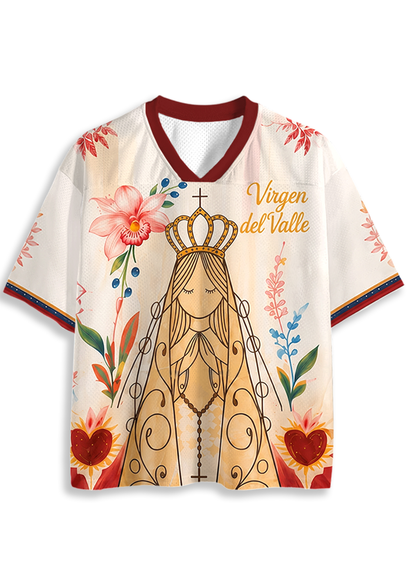 Our Lady of the Valley Tropical Floral Sacred Heart Mesh Jersey Shirt