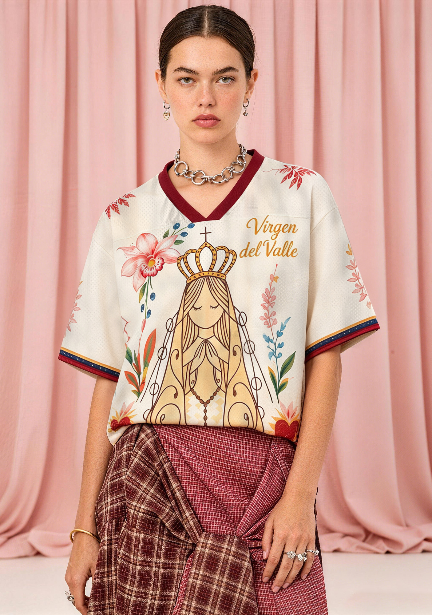 Our Lady of the Valley Tropical Floral Sacred Heart Mesh Jersey Shirt
