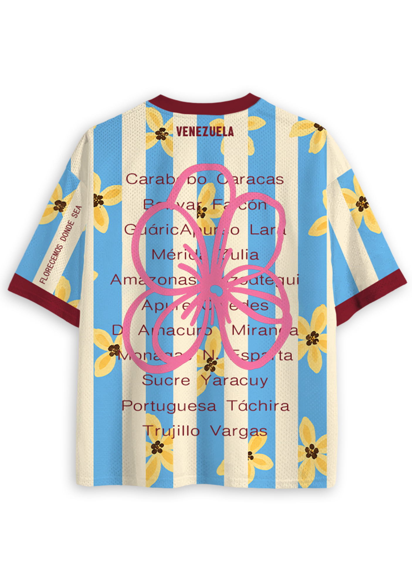 Venezuela Yellow Flower Striped Mesh Jersey Shirt